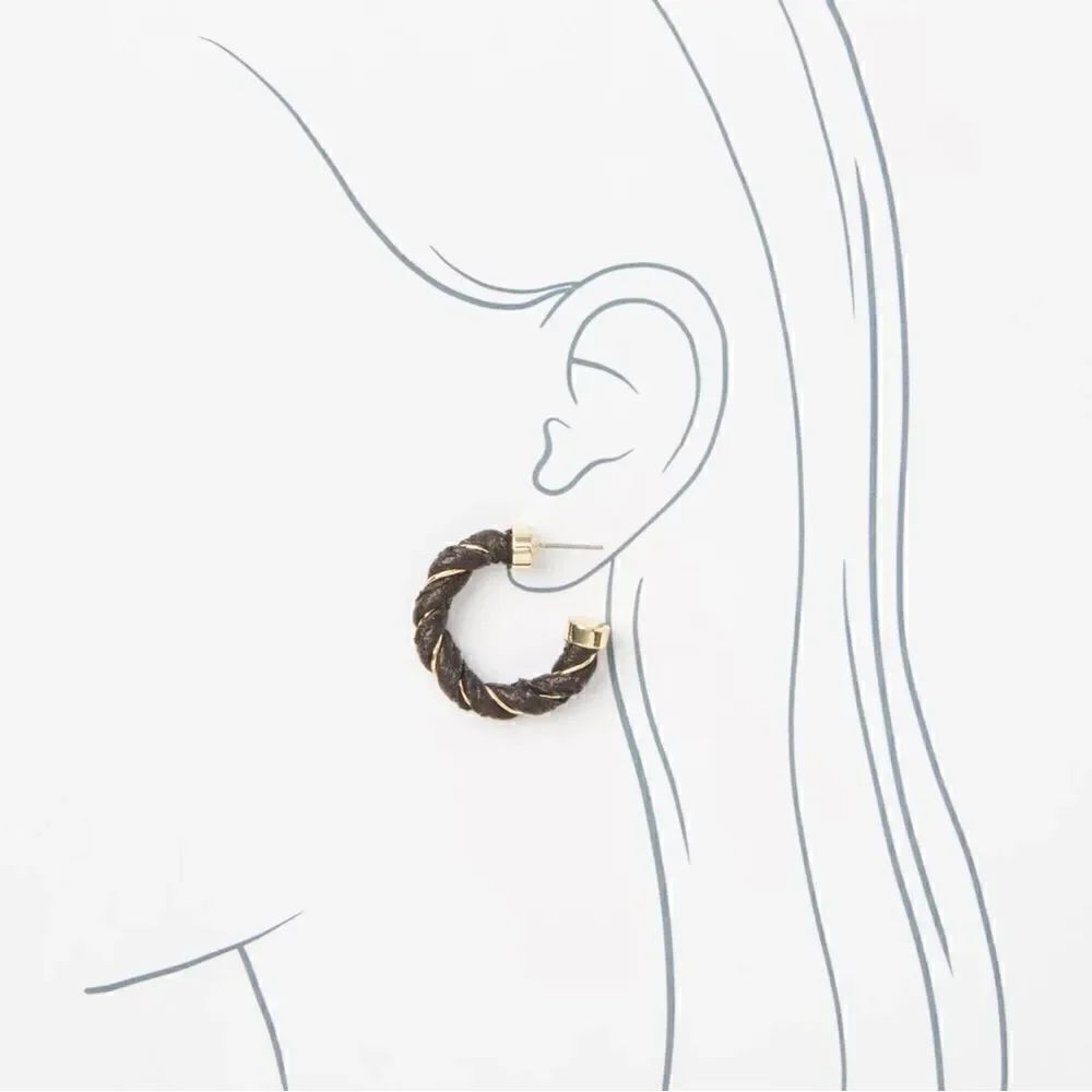 LOFT | Faux Leather Hoop Earrings | Deep Cacao